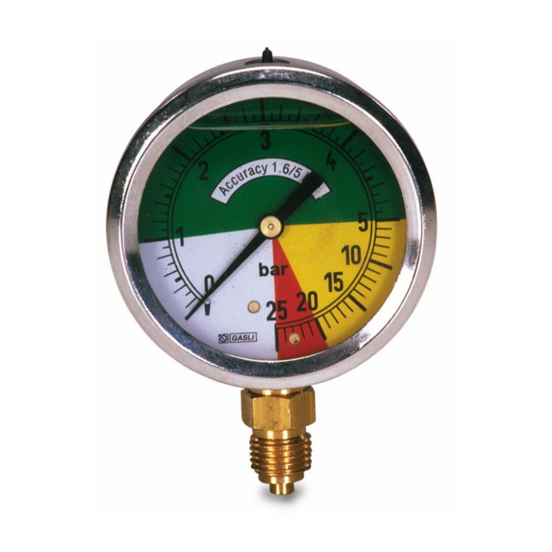 MANOMETRO ISOMETRICO IN INOX Ø 63MM, SCALA 0-5/25 BAR, ATTACCO RADIALE G 1/4"