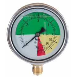 MANOMETRO ISOMETRICO IN INOX Ø 100MM, SCALA 0-5/25 BAR, ATTACCO RADIALE G 1/2"