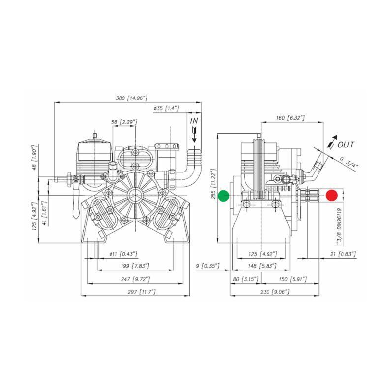 POMPA IN ALLUMINIO A 3 MEMBRANE PA 730.1 VC