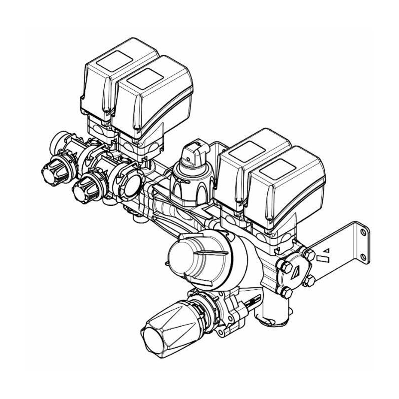 GRUPPO COMANDO CON FLUSSOMETRO E 2 VALVOLE DI SEZIONE