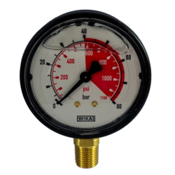 MANOMETRO IN ABS Ø 63MM, SCALA 0/80 BAR, ATTACCO RADIALE R 1/4"