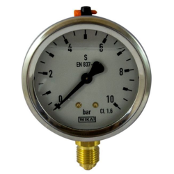 MANOMETRO IN INOX Ø 63MM, SCALA 0/10 BAR, ATTACCO RADIALE G 1/4"