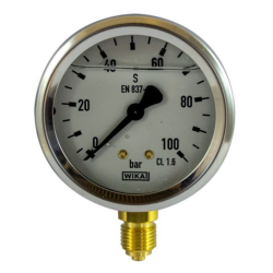 MANOMETRO IN INOX Ø 63MM, SCALA 0/100 BAR , ATTACCO RADIALE G 1/4"