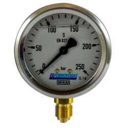 MANOMETRO IN INOX Ø 63MM, SCALA 0/250 BAR , ATTACCO RADIALE G 1/4"