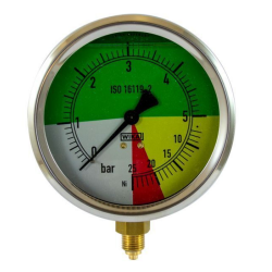 MANOMETRO ISOMETRICO IN INOX Ø 100MM, SCALA 0-5/25 BAR, ATTACCO RADIALE G 1/4"