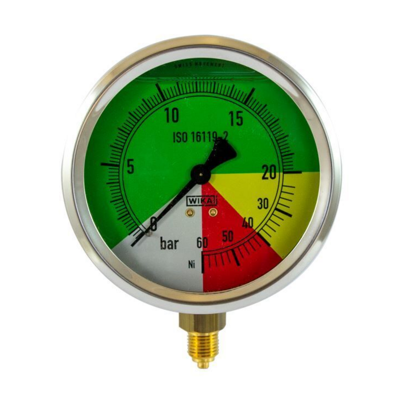 MANOMETRO ISOMETRICO IN INOX Ø 100MM, SCALA 0-20/60 BAR, ATTACCO RADIALE G 1/4"