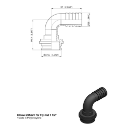 RACC.CURVO X GIRELLO G1"1/2 PORTAG.Ø25MM