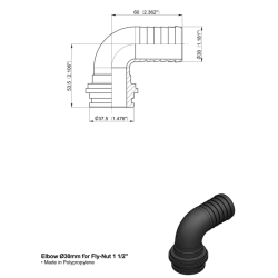 RACC.CURVO X GIRELLO G1"1/2 PORTAG.Ø30MM