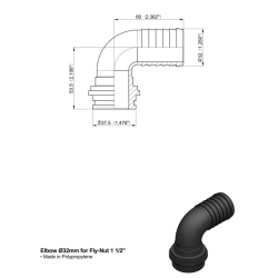 RACC.CURVO X GIRELLO G1"1/2 PORTAG.Ø32MM