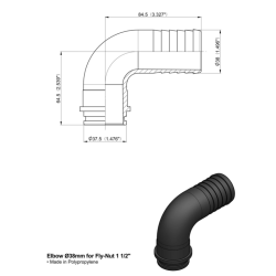 RACC.CURVO X GIRELLO G1"1/2 PORTAG.Ø38MM