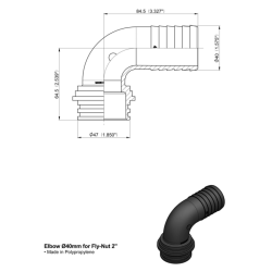 RACCORDO CURVO Ø40 X GIRELLO 2"