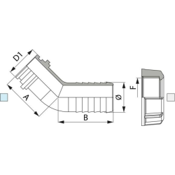 RACC.CURVO 45°PORTAG.Ø30 X GIR. 1/4"