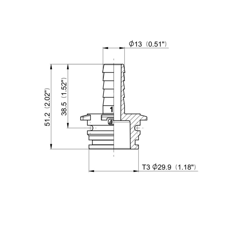 RACCORDO DRITTO T3 MASCHIO D.13