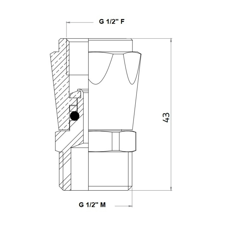 RACCORDO GIREVOLE X LANCE G1/2M - G1/2F
