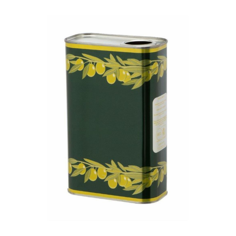 Latta per Olio 1lt rettangolare verde goccia gialla foro D32