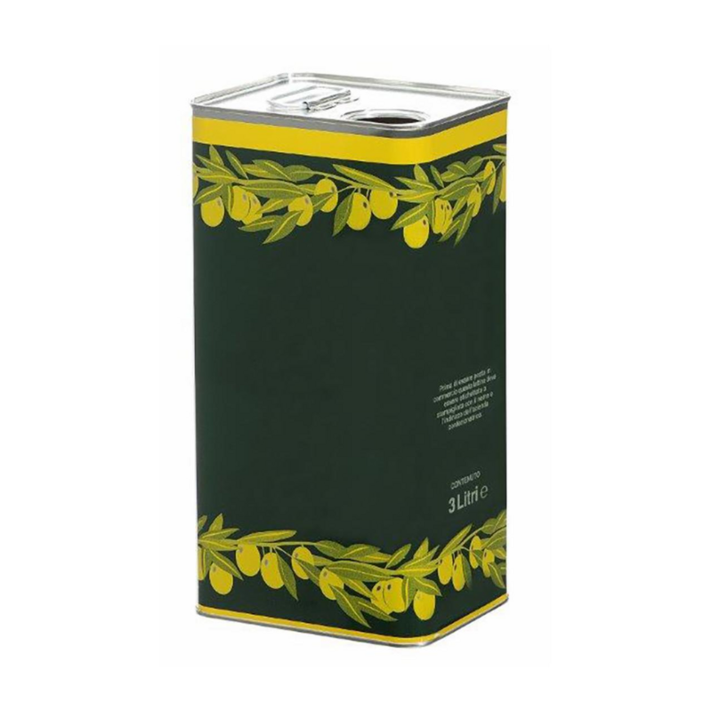 Latta per Olio 3lt rettangolare verde goccia gialla foro D32