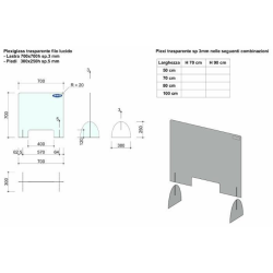 PANNELLI DIVISORI PROTETTIVI 700X650 3MM BASE 5MM