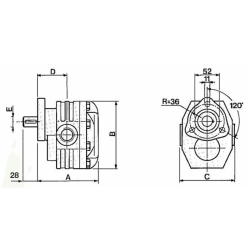 POMPA AD INGRANAGGI DA 38,4cc SINISTRA