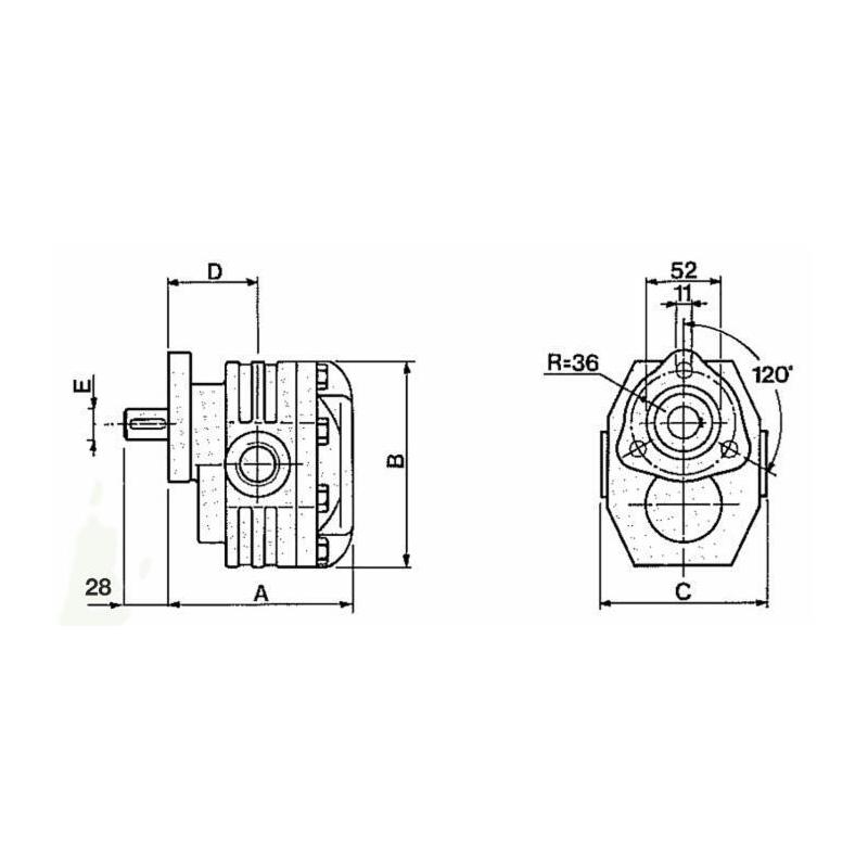 POMPA AD INGRANAGGI DA 38,4cc SINISTRA