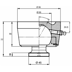 ATTACCO SUPERIORE SFERICO Ø55 PER MARTINETTO