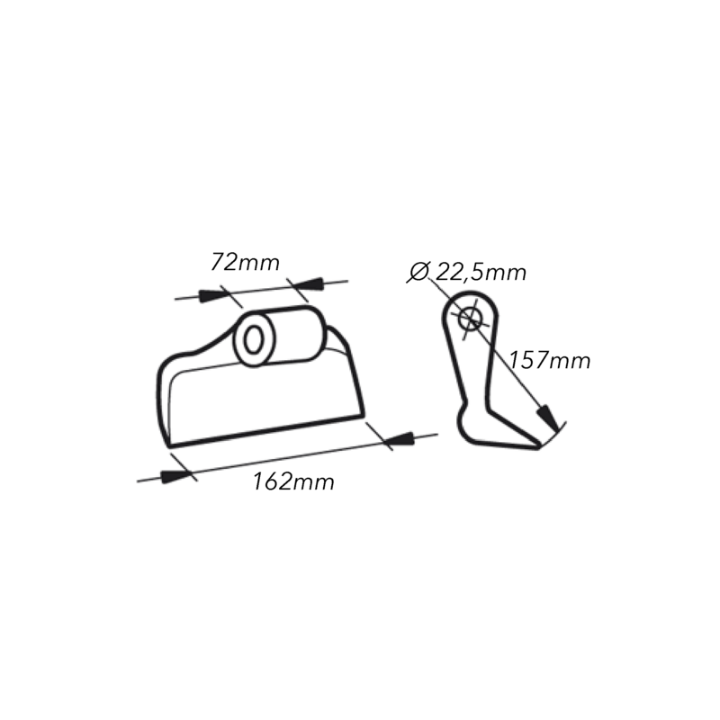 MAZZA STAMPATA L-162MM, H-157MM, S-72MM, ø FORO 22,5MM