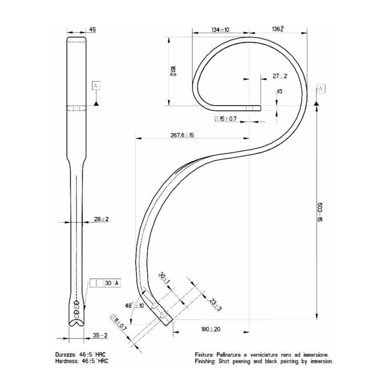 MOLLA FLEX 45X12 2 FORI INTERASSE 30 MM