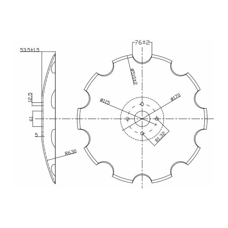 DISCO FRANGIZOLLE 560x5 D FC.75+5FDA14,5 SU 128
