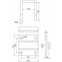STAFFA FISSAGGIO MOLLA QUADRA 30X30 E TRAVE 100