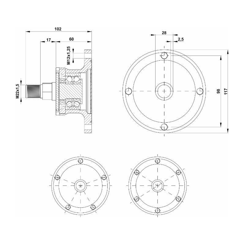 MOZZO FRANGIZOLLE 5 FORI SKF
