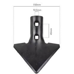 Vomere a lancia piatto 150x6 interasse fori mm 45, per molla flex 45x12 e 60x12 a due fori