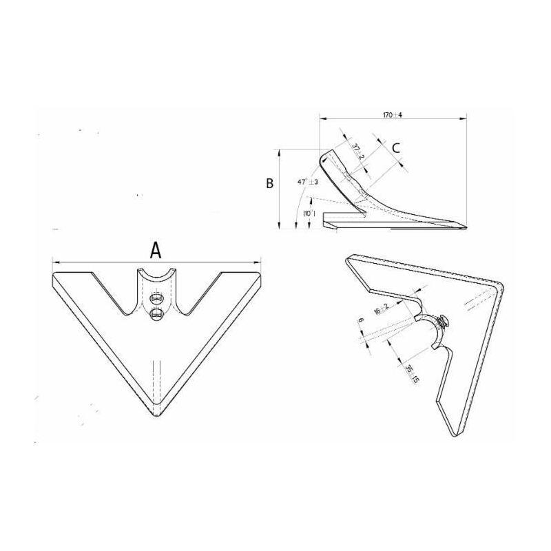 VOMERE LANCIA PIATTO 250X6/28