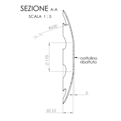 DISCO 560X6 CONCAVO DENTATO BASE PIANA, 5 FORI ø 13 SU ø 98 SKF