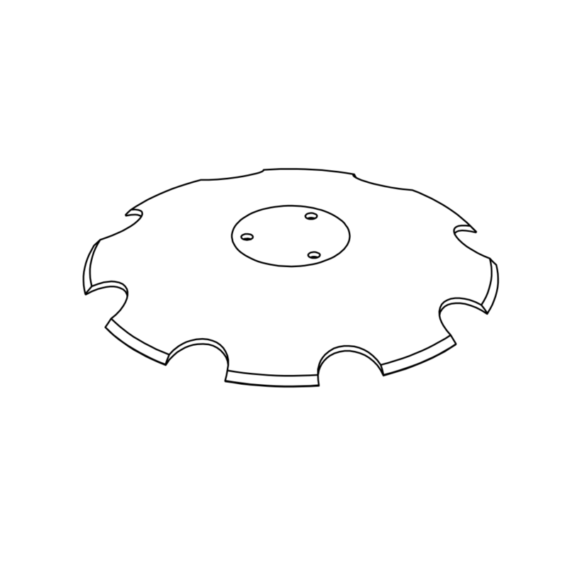 DISCO 460X6 CONCAVO DENTATO BASE PIANA, 3 FORI ø 13 Su ø 97 ADATT. HORSCH