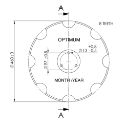 DISCO 460X6 CONCAVO DENTATO BASE PIANA, 3 FORI ø 13 Su ø 97 ADATT. HORSCH