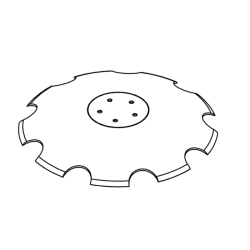 DISCO 520X6 CONCAVO DENTATO BASE PIANA, 5 FORI ø 12,5 SU ø 105 ADATT. HORSCH