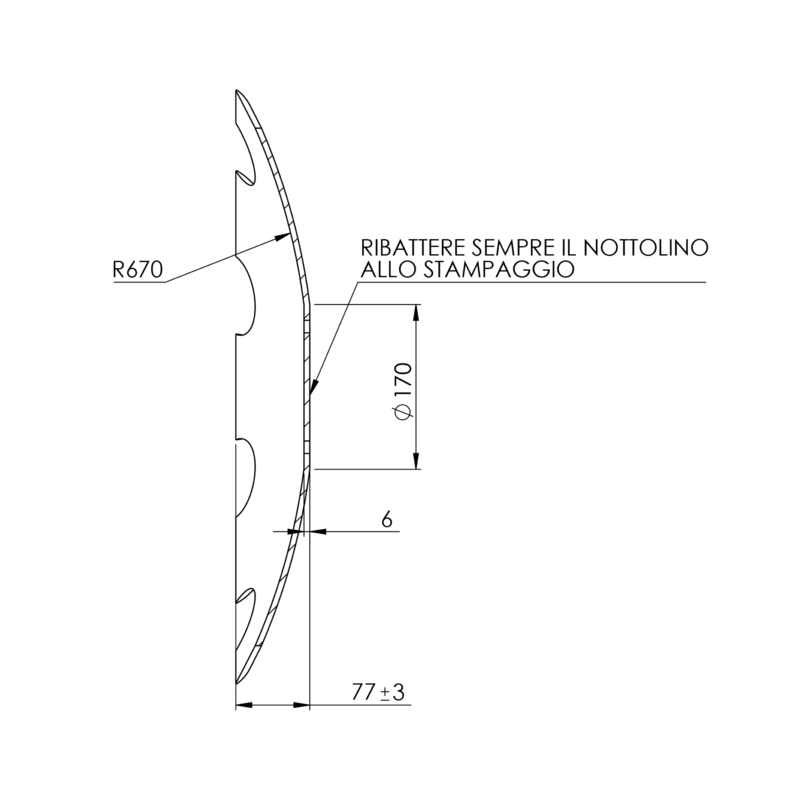 DISCO 620X6 CONCAVO DENTATO BASE PIANA, 6 FORI ø 13 SU ø 125 ADATT.HORSCH