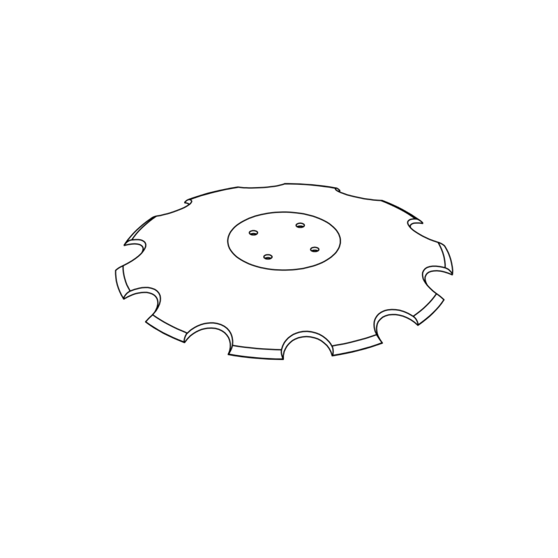 DISCO 510X5 CONCAVO DENTATO BASE PIANA 4 FORI ø 12,5 SU ø 105 ADATT. LEMKEN