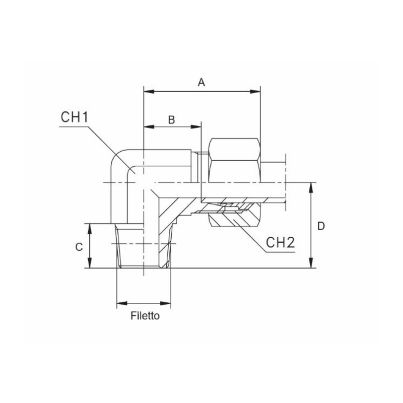 RACCORDO ESTREM.90°Ø10 FIL.3/8