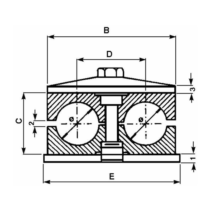 BLOCCHETTO FERMATUBO A 2 POSTI ø 28