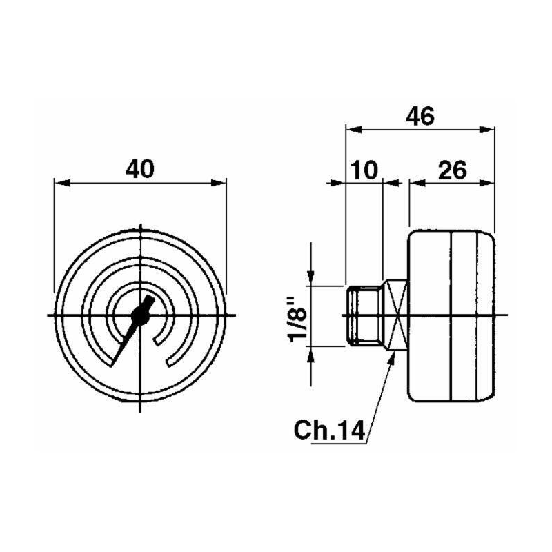 MANOMETRO FINO A 12 BAR ATTACCO 1/8"