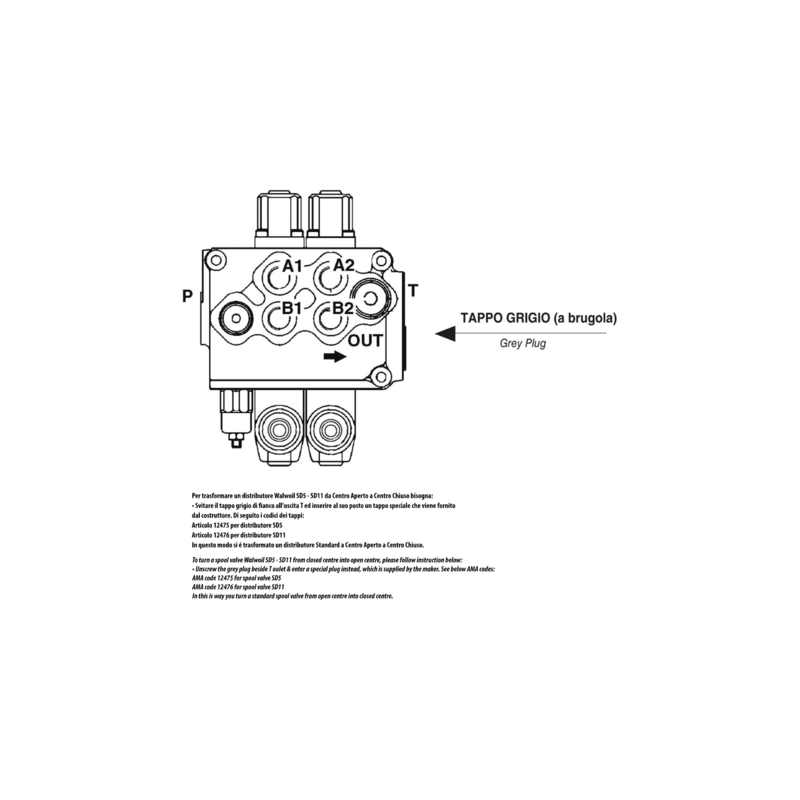 DISTRIBUTORE WALVOIL MODELLO SD5 A 2 LEVE DOPPIO EFFETTO 40 LITRI CON LEVA CLOCHE