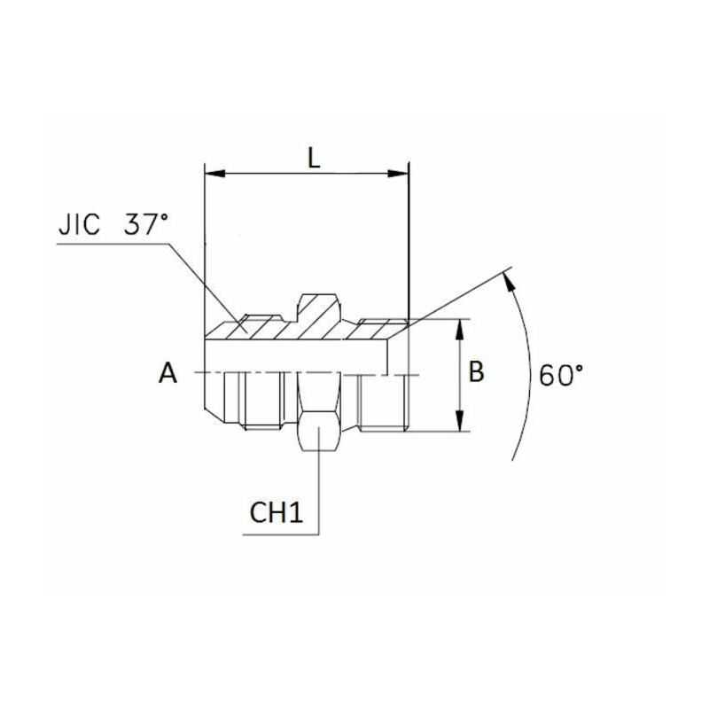 NIPPLES DI RIDUZIONE GAS/JIC 74° 1/2"- 3/4”-16
