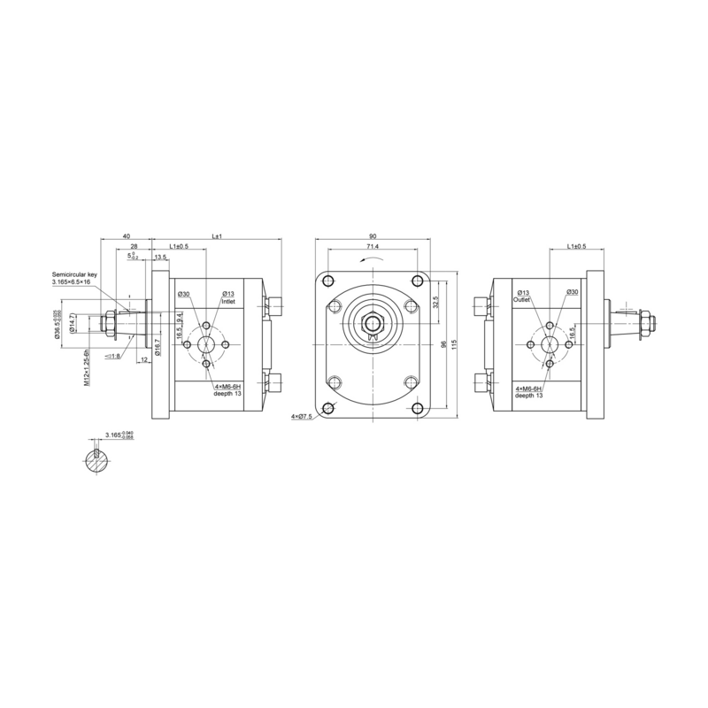 POMPA AD INGRANAGGI GRUPPO 2 DA 8,2cc DESTRA “MODELLO STANDARD” TIPO PLESSEY C18