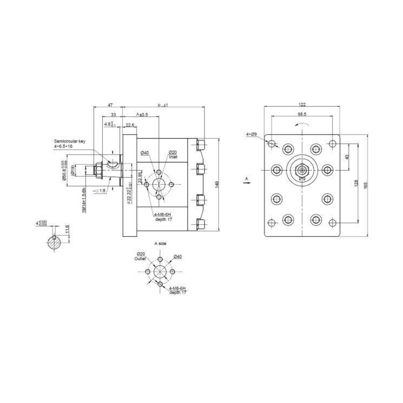 POMPA AD INGRANAGGI GRUPPO 3 DA 25cc SINISTRA “MODELLO STANDARD” TIPO PLESSEY A54