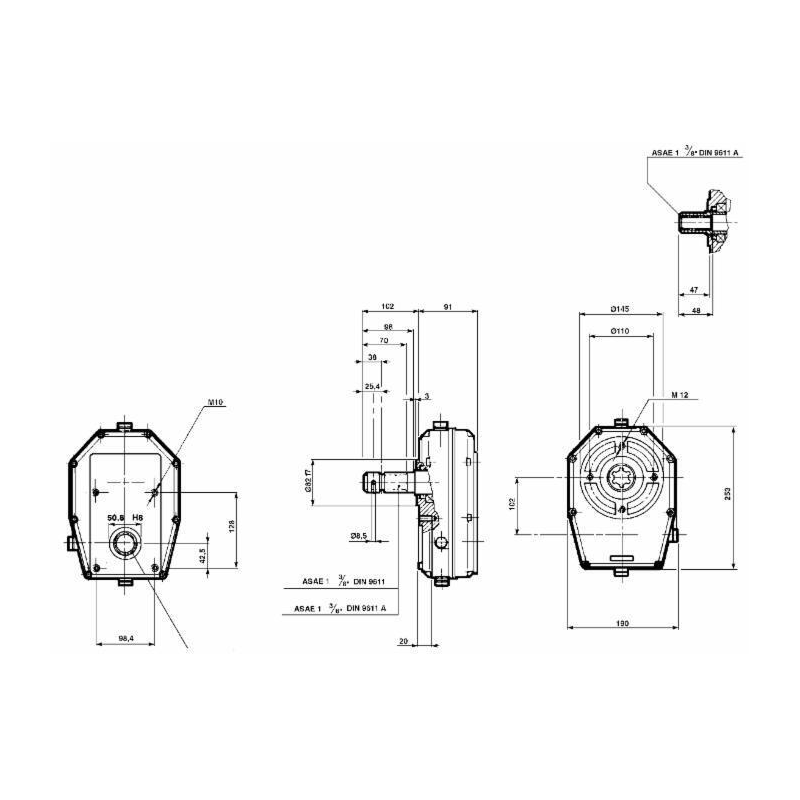 MOLTIPLICATORE PER POMPA GRUPPO 3 FEMMINA RAPPORTO 1:3
