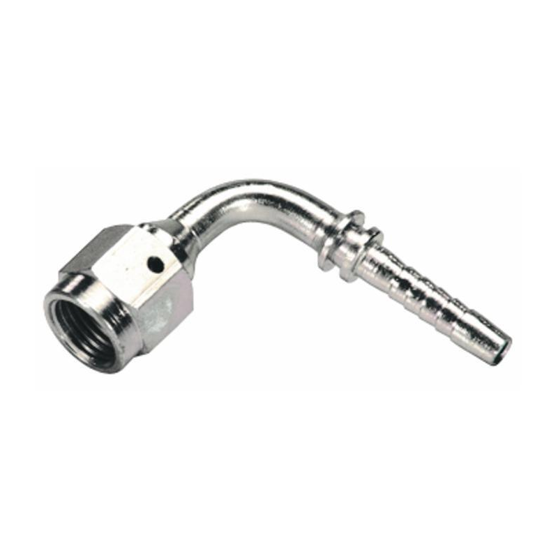 RACCORDO FEMMINA 90° A PRESSARE JIC 74° FILETTO 7/8”- 16  TUBO 1/2”