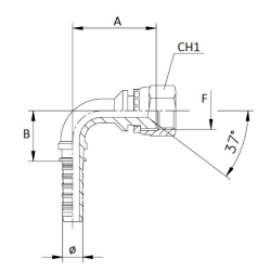 RACCORDO FEMMINA 90° A PRESSARE JIC 74° FILETTO 1”5/16”- 12  TUBO 3/4”