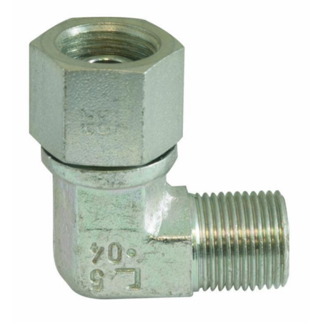 ADATTATORE A “L” MASCHIO BSPT / FEMMINA BSP GIREVOLE DA 3/8"