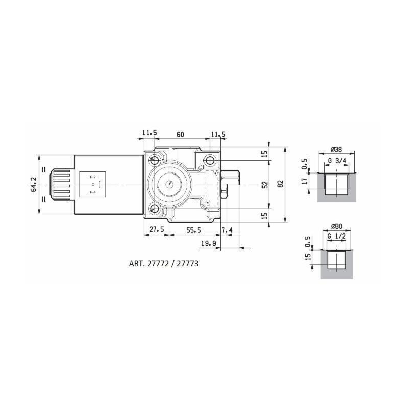 DEVIATORE ELETTRICO A 3 VIE DA 3/4" 12VDC