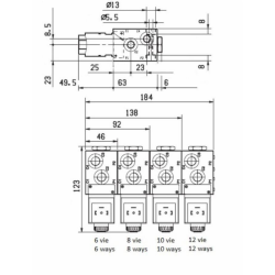 DEVIATORE ELETTRICO MODULARE A 6 VIE DA 1/4" 12VDC